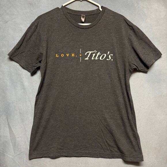 Next Level Tito’s Vodka Promo Tee Shirt Medium Gray Turning Spirits Into Love - Picture 2 of 10